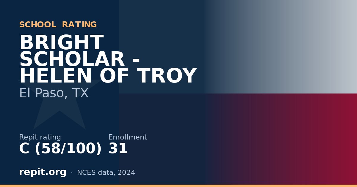 BRIGHT SCHOLAR - HELEN OF TROY, El Paso, TX — Repit school rating C (58/100)