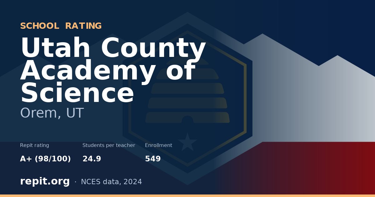 Utah County Academy of Science, Orem, UT — Repit school rating A+ (98/100)