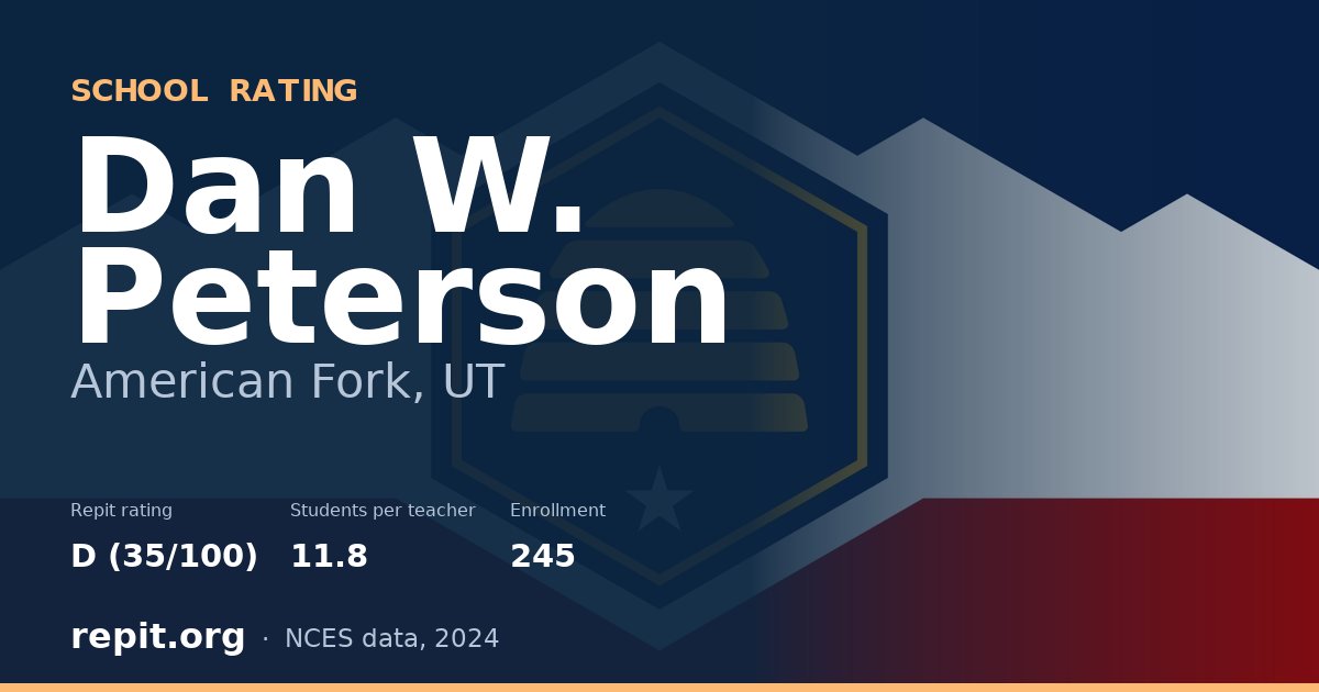 Dan W. Peterson, American Fork, UT — Repit school rating D (35/100)