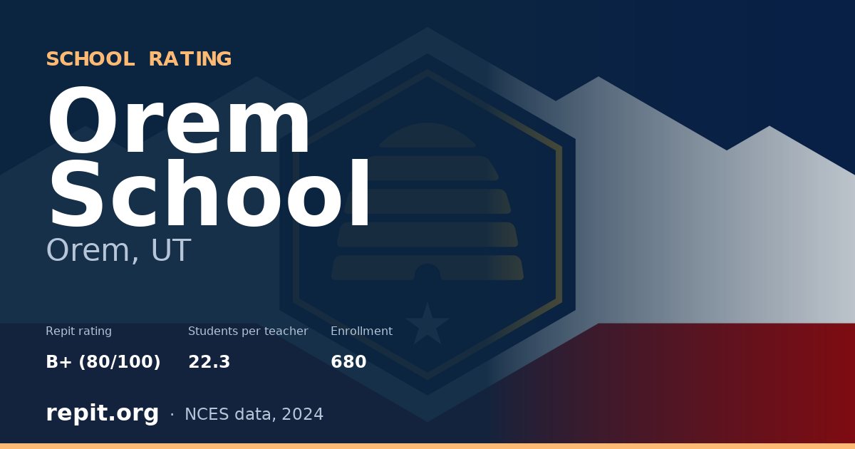 Orem School, Orem, UT — Repit school rating B+ (80/100)