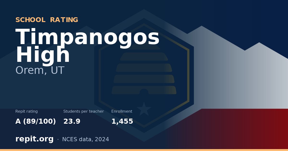 Timpanogos High, Orem, UT — Repit school rating A (89/100)