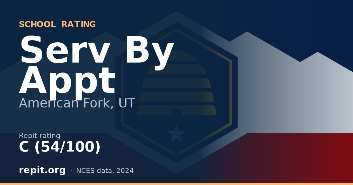 Serv By Appt, American Fork, UT — Repit school rating C (54/100)