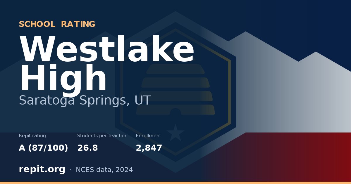 Westlake High, Saratoga Springs, UT — Repit school rating A (87/100)