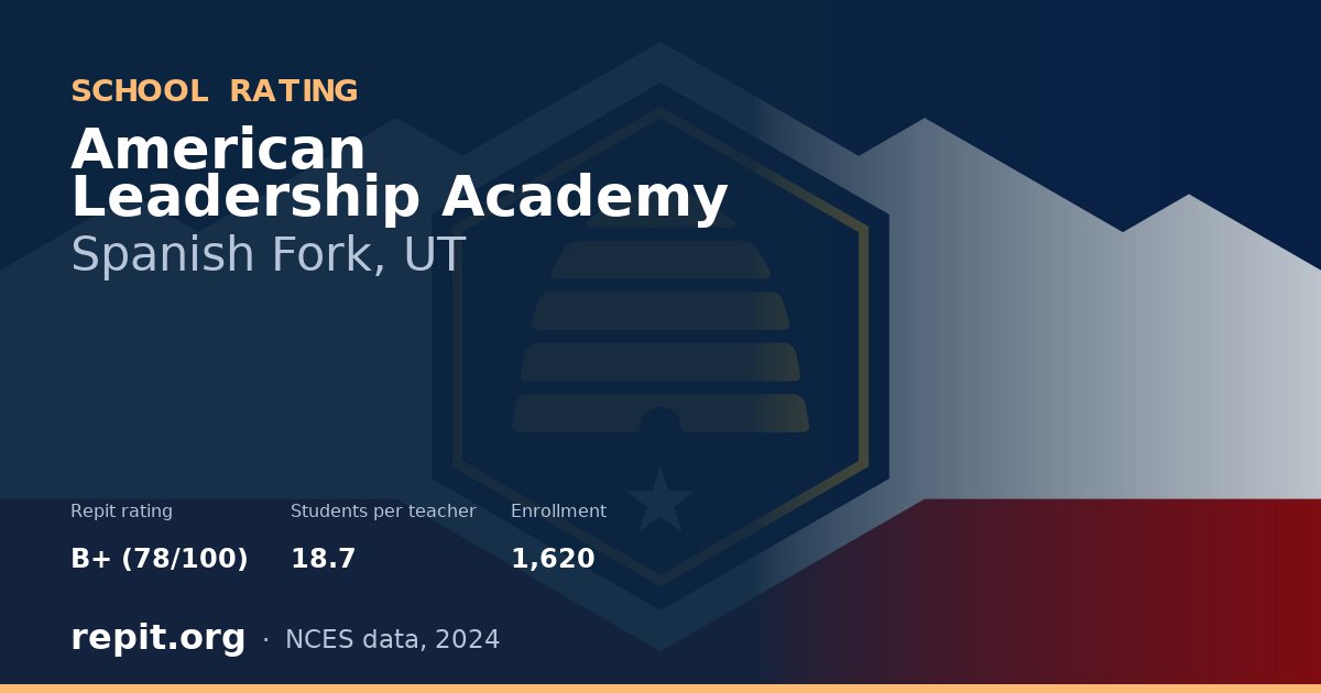 American Leadership Academy, Spanish Fork, UT — Repit school rating B+ (78/100)