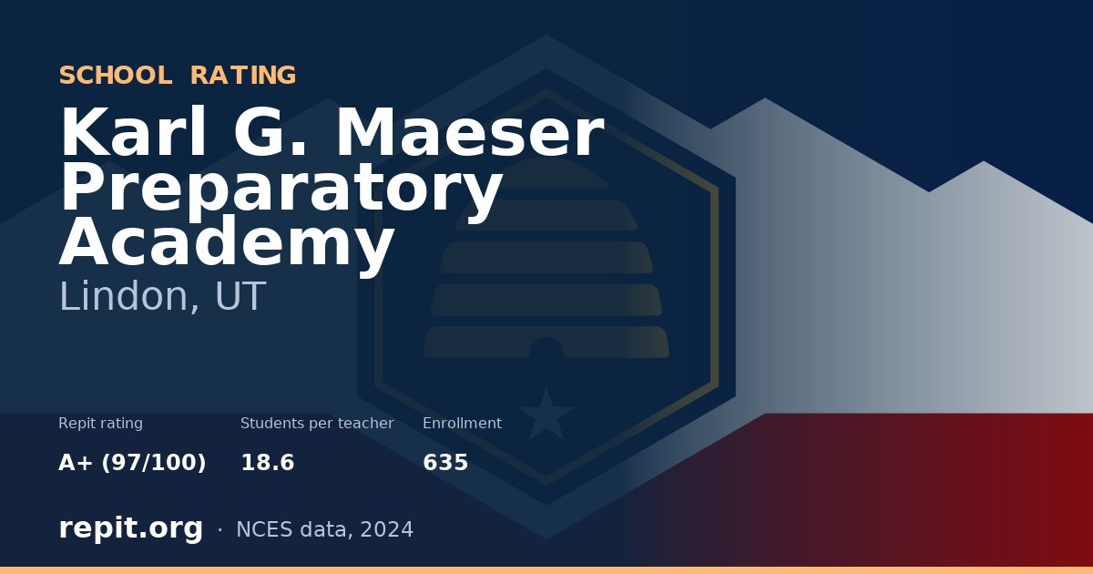 Karl G. Maeser Preparatory Academy, Lindon, UT — Repit school rating A+ (97/100)