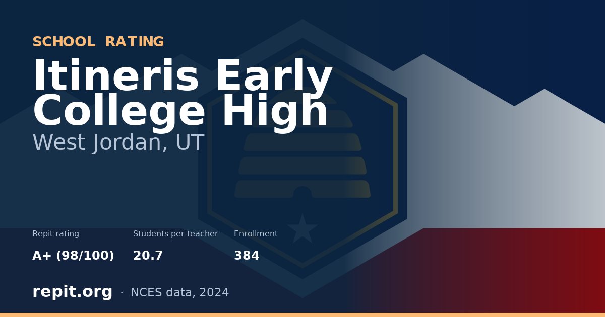Itineris Early College High, West Jordan, UT — Repit school rating A+ (98/100)
