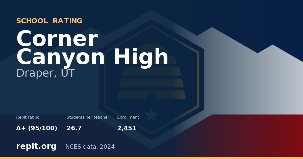 Corner Canyon High, Draper, UT — Repit school rating A+ (95/100)