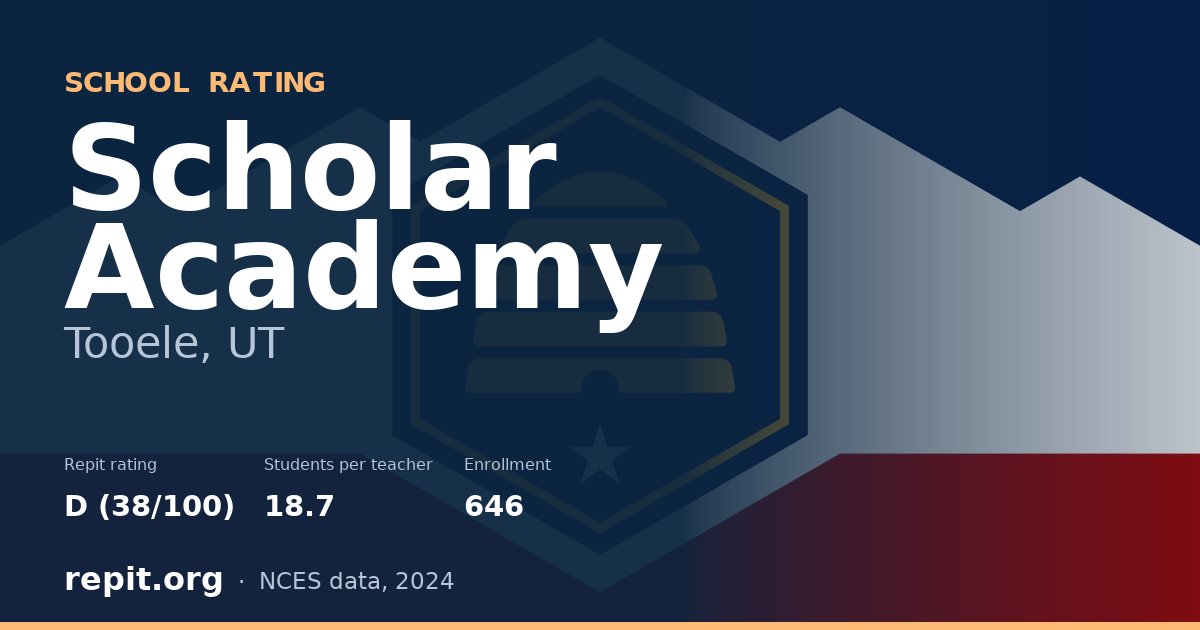 Scholar Academy, Tooele, UT — Repit school rating D (38/100)