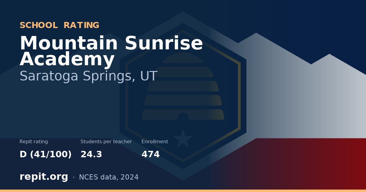 Mountain Sunrise Academy, Saratoga Springs, UT — Repit school rating D (41/100)