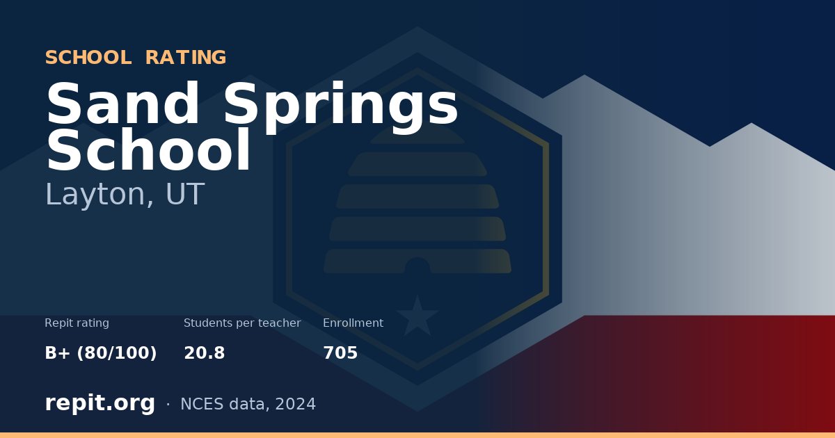Sand Springs School, Layton, UT — Repit school rating B+ (80/100)
