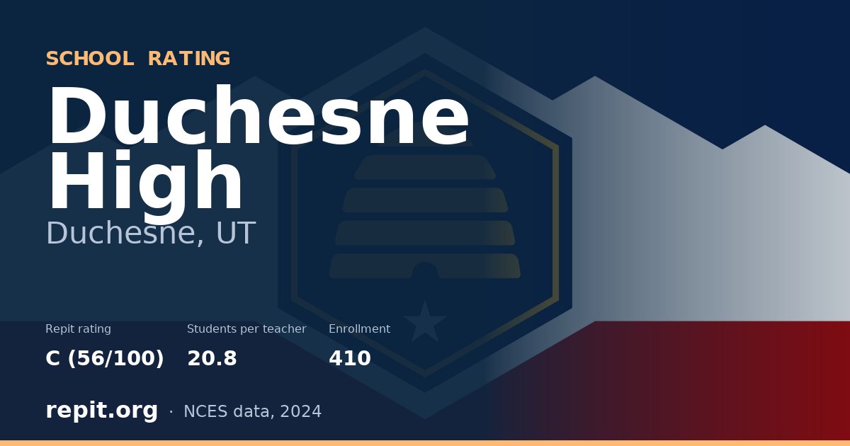 Duchesne High, Duchesne, UT — Repit school rating C (56/100)