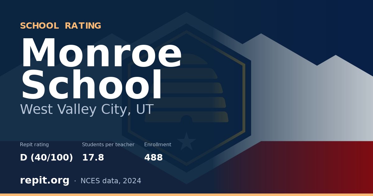 Monroe School, West Valley City, UT — Repit school rating D (40/100)