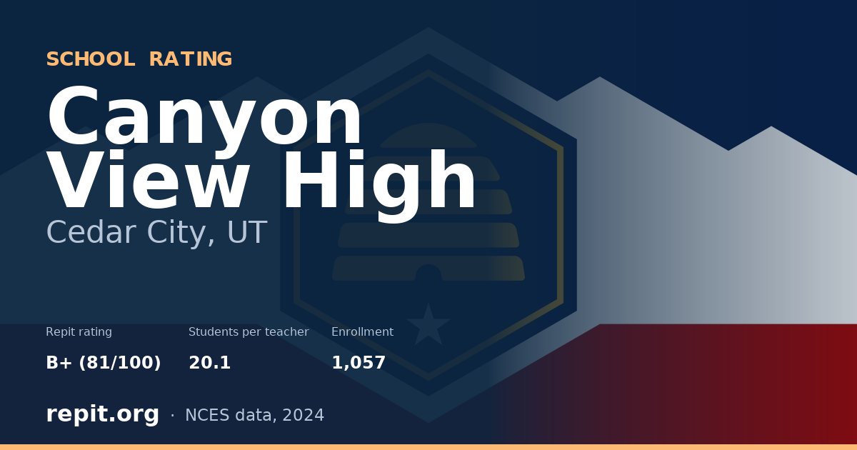 Canyon View High, Cedar City, UT — Repit school rating B+ (81/100)