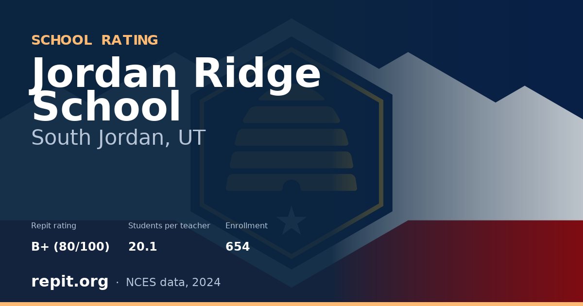 Jordan Ridge School, South Jordan, UT — Repit school rating B+ (80/100)