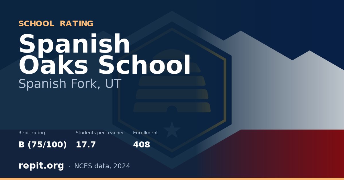 Spanish Oaks School, Spanish Fork, UT — Repit school rating B (75/100)
