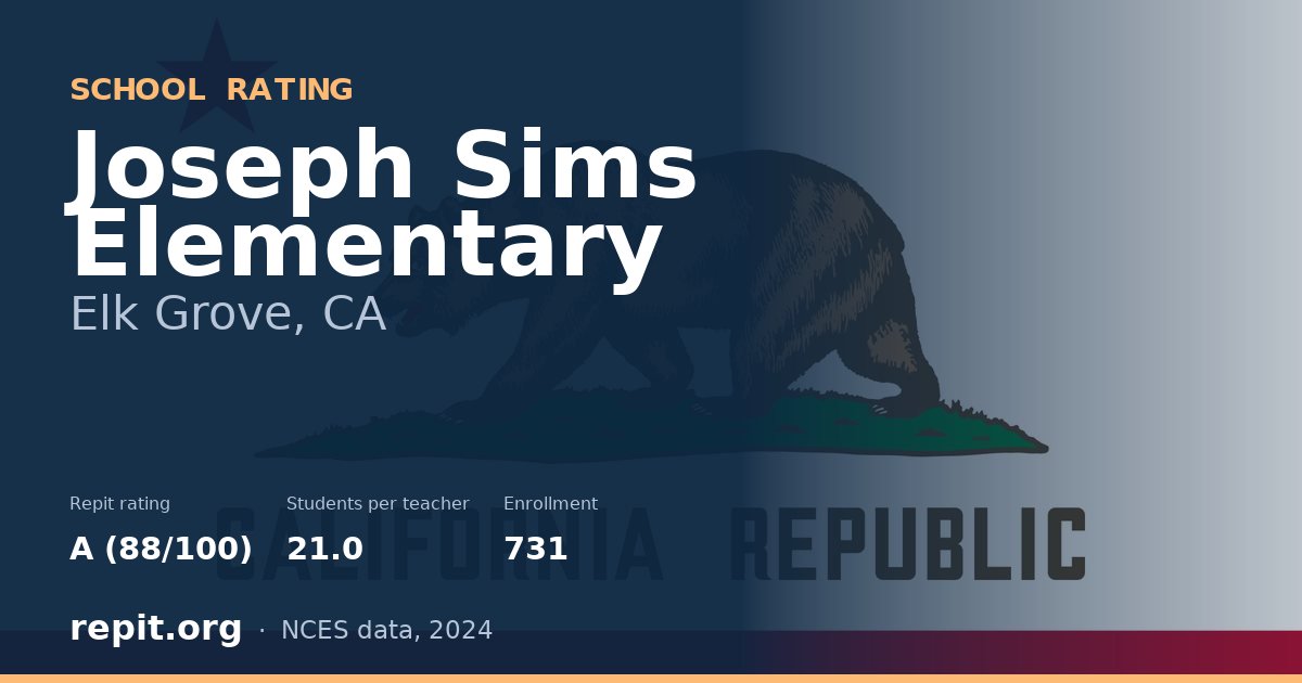 Joseph Sims Elementary, Elk Grove, CA — Repit school rating A (88/100)