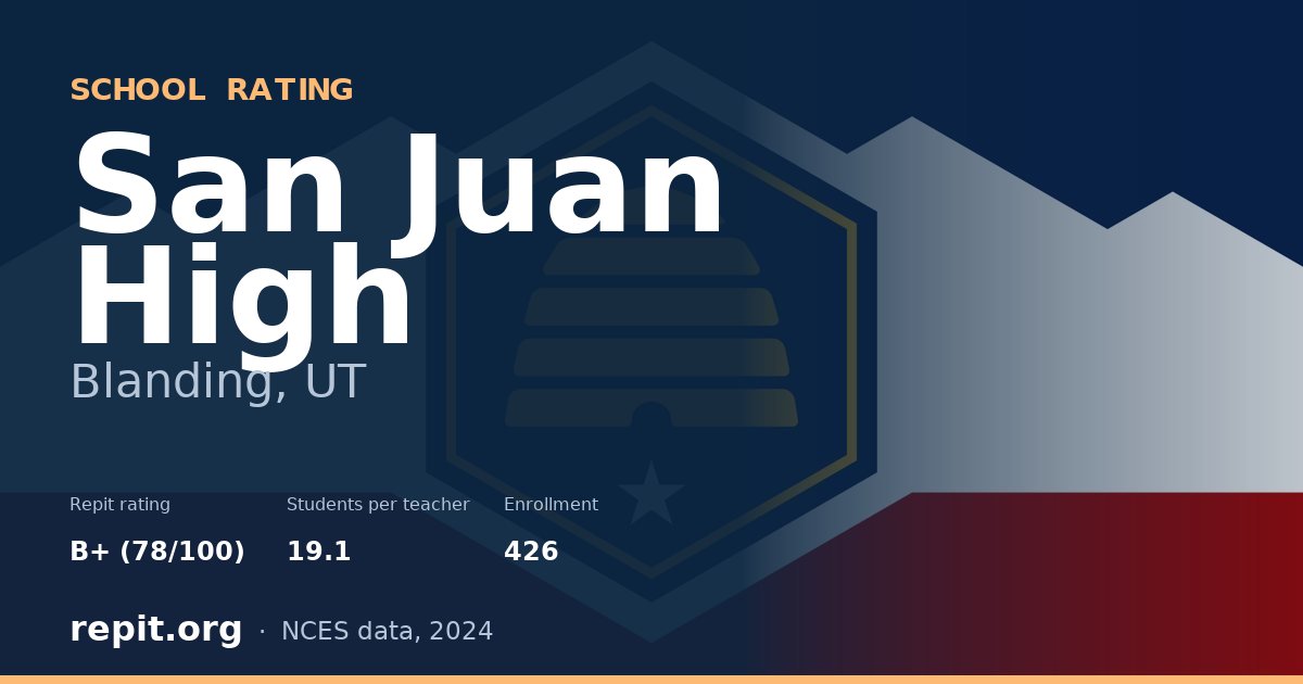San Juan High, Blanding, UT — Repit school rating B+ (78/100)
