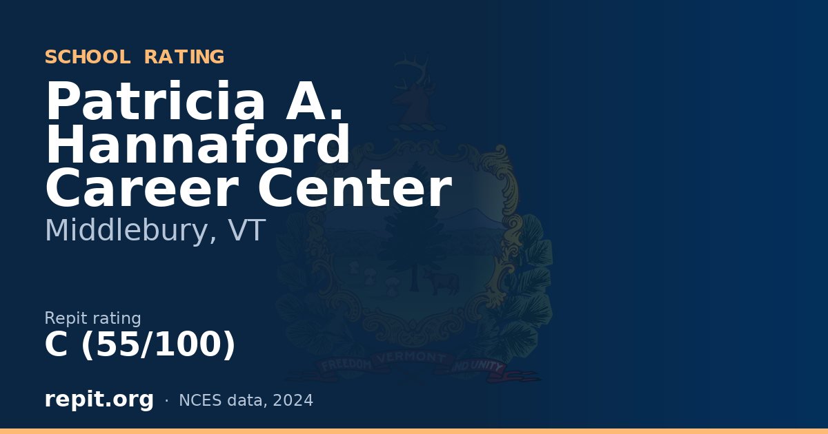 Patricia A. Hannaford Career Center, Middlebury, VT — Repit school rating C (55/100)