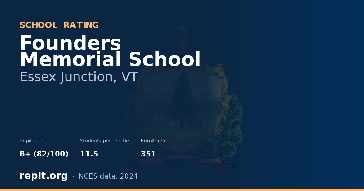Founders Memorial School, Essex Junction, VT — Repit school rating B+ (82/100)