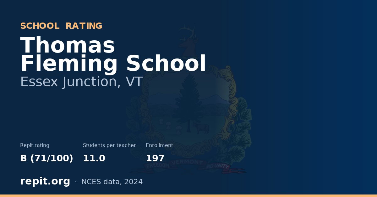 Thomas Fleming School, Essex Junction, VT — Repit school rating B (71/100)