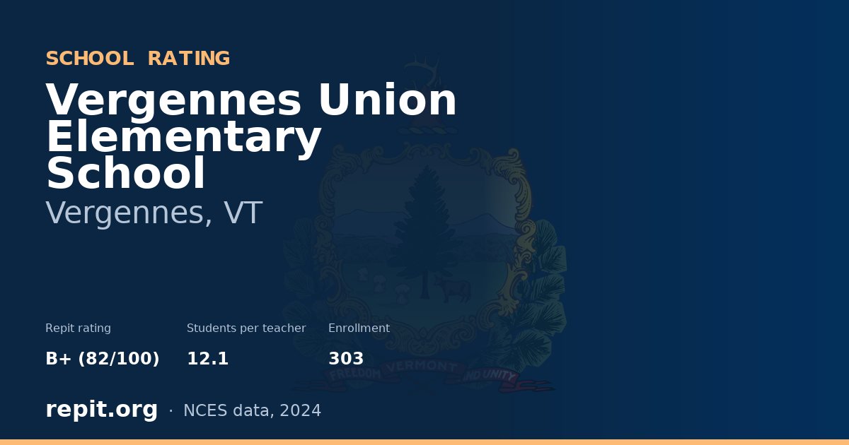 Vergennes Union Elementary School, Vergennes, VT — Repit school rating B+ (82/100)