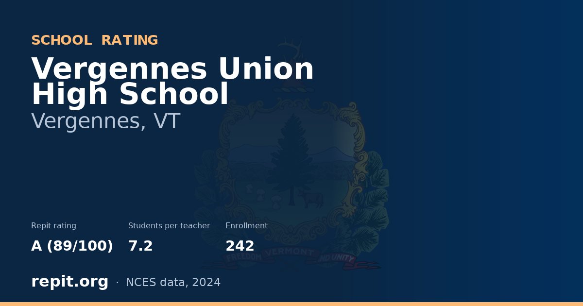 Vergennes Union High School, Vergennes, VT — Repit school rating A (89/100)