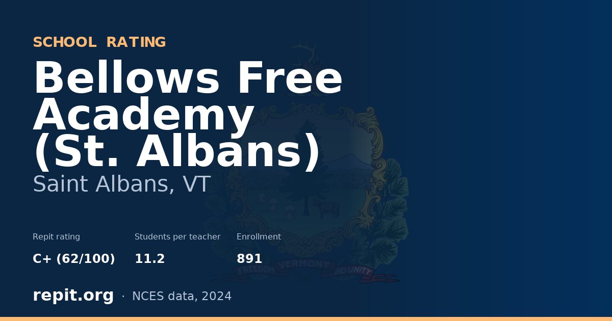 Bellows Free Academy (St. Albans), Saint Albans, VT — Repit school rating C+ (62/100)