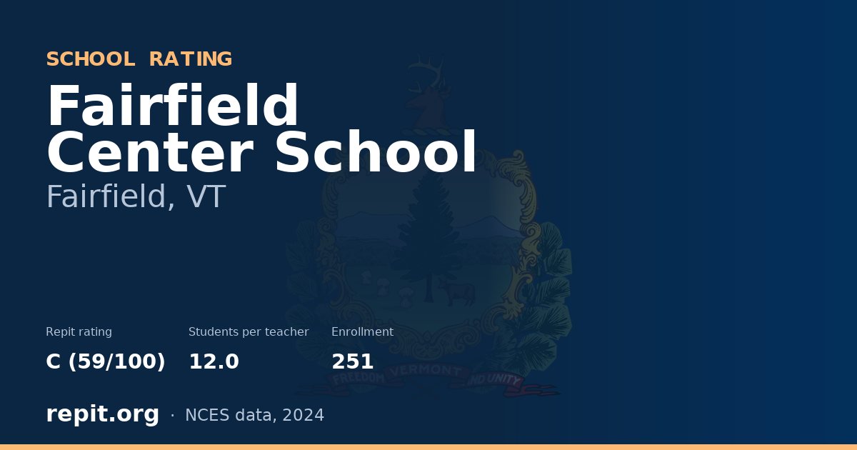 Fairfield Center School, Fairfield, VT — Repit school rating C (59/100)