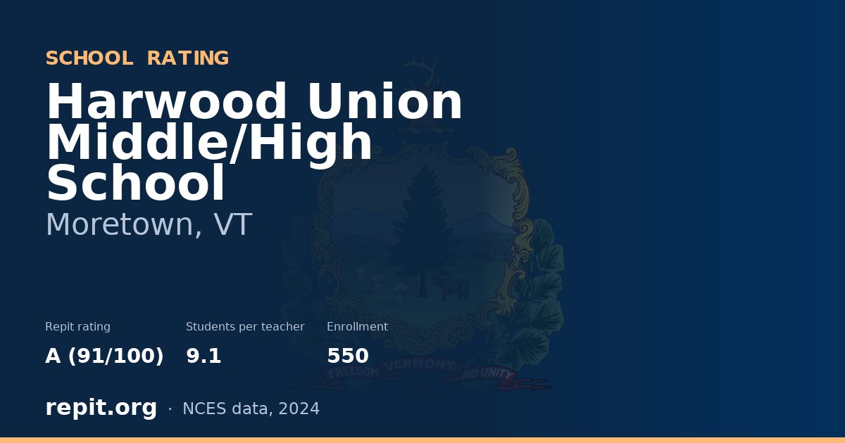 Harwood Union Middle/High School, Moretown, VT — Repit school rating A (91/100)