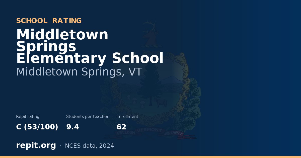 Middletown Springs Elementary School, Middletown Springs, VT — Repit school rating C (53/100)