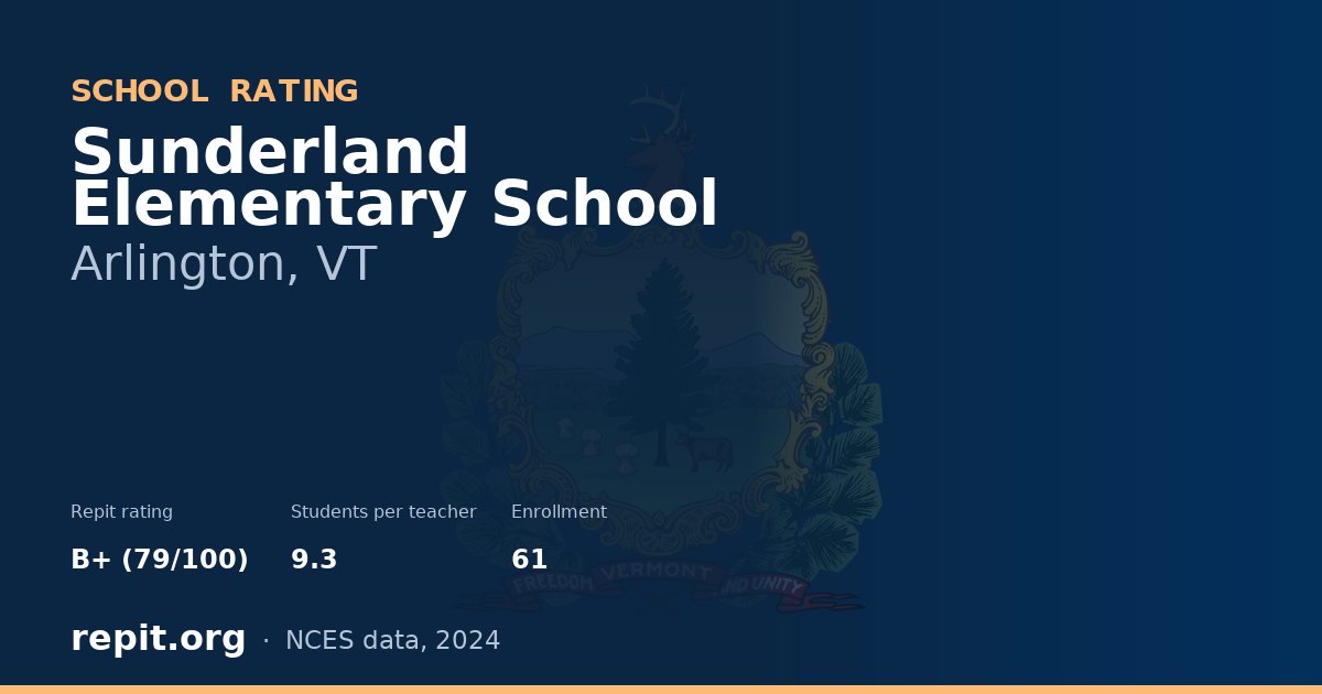 Sunderland Elementary School, Arlington, VT — Repit school rating B+ (79/100)