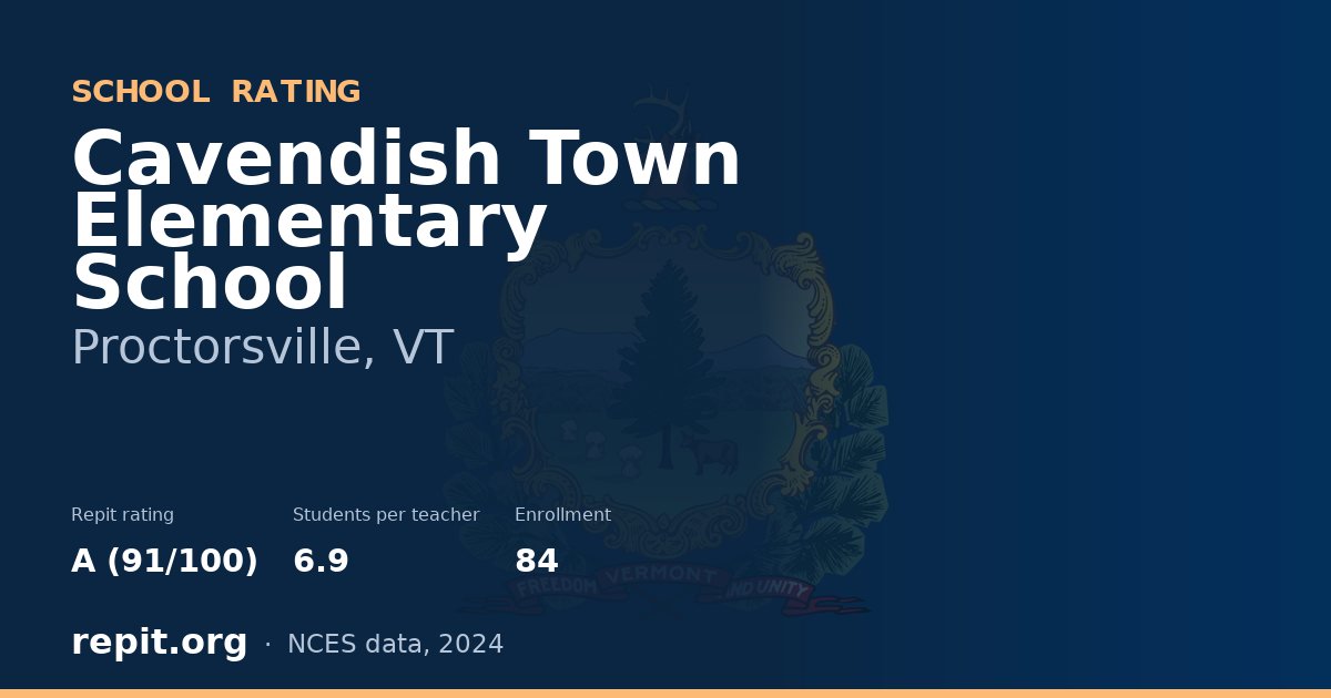 Cavendish Town Elementary School, Proctorsville, VT — Repit school rating A (91/100)