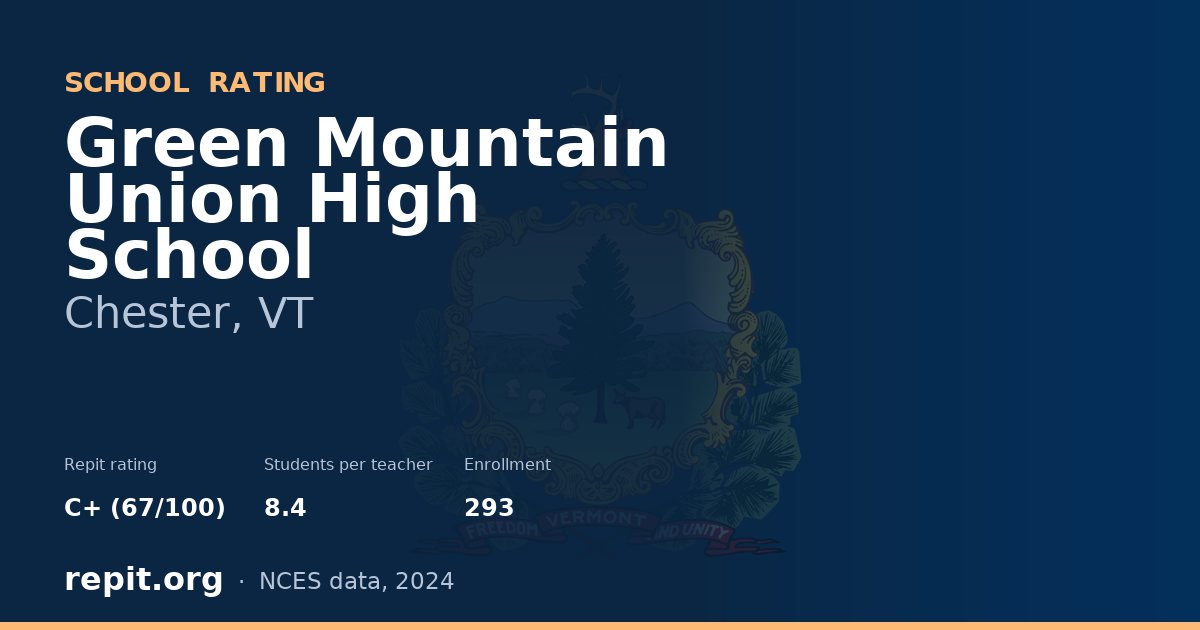Green Mountain Union High School, Chester, VT — Repit school rating C+ (67/100)