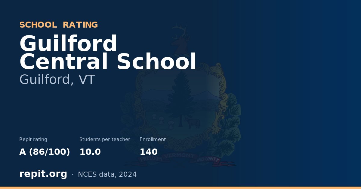 Guilford Central School, Guilford, VT — Repit school rating A (86/100)