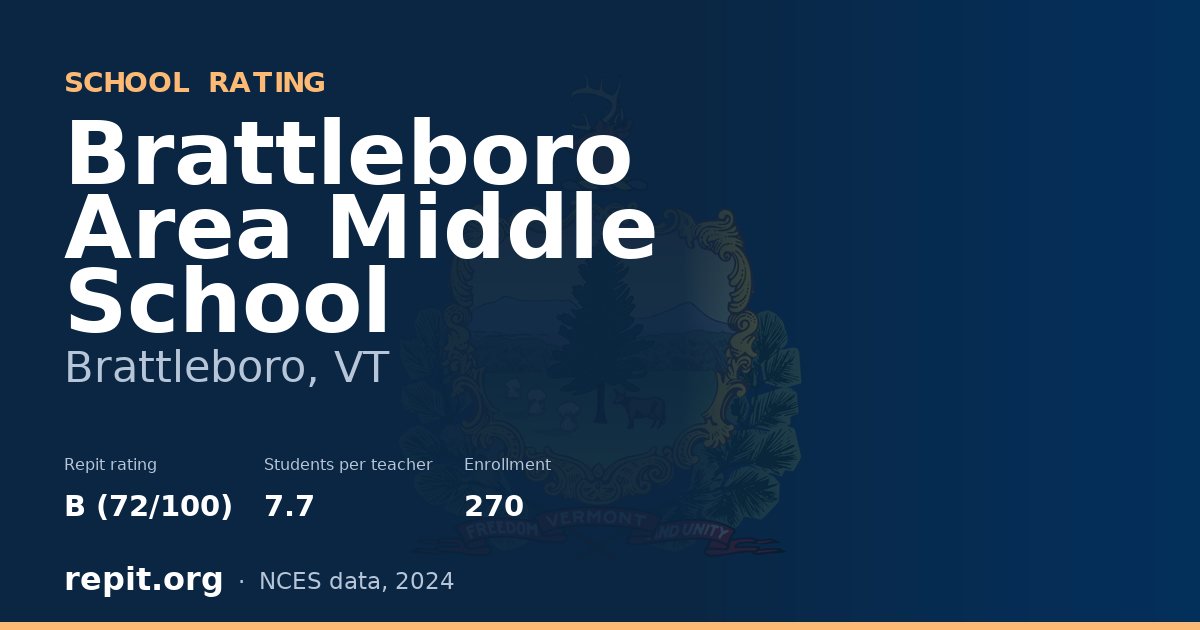 Brattleboro Area Middle School, Brattleboro, VT — Repit school rating B (72/100)
