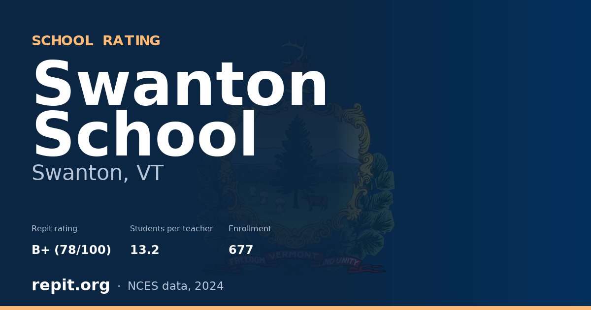 Swanton School, Swanton, VT — Repit school rating B+ (78/100)