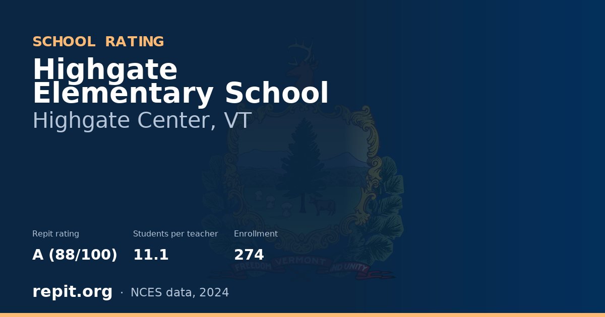 Highgate Elementary School, Highgate Center, VT — Repit school rating A (88/100)