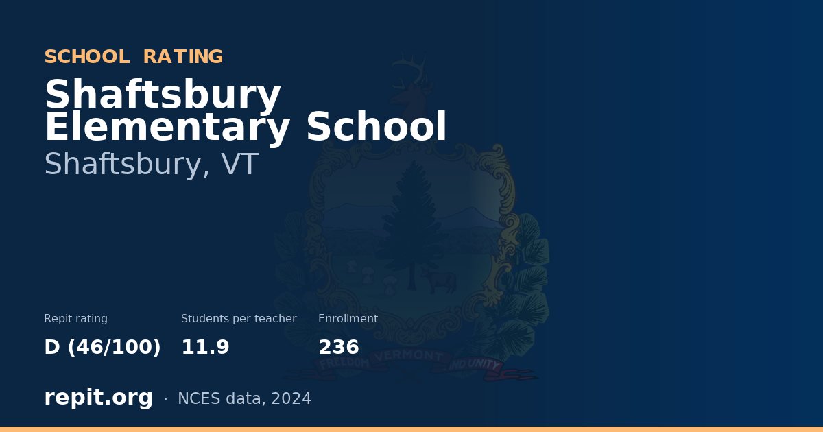 Shaftsbury Elementary School, Shaftsbury, VT — Repit school rating D (46/100)