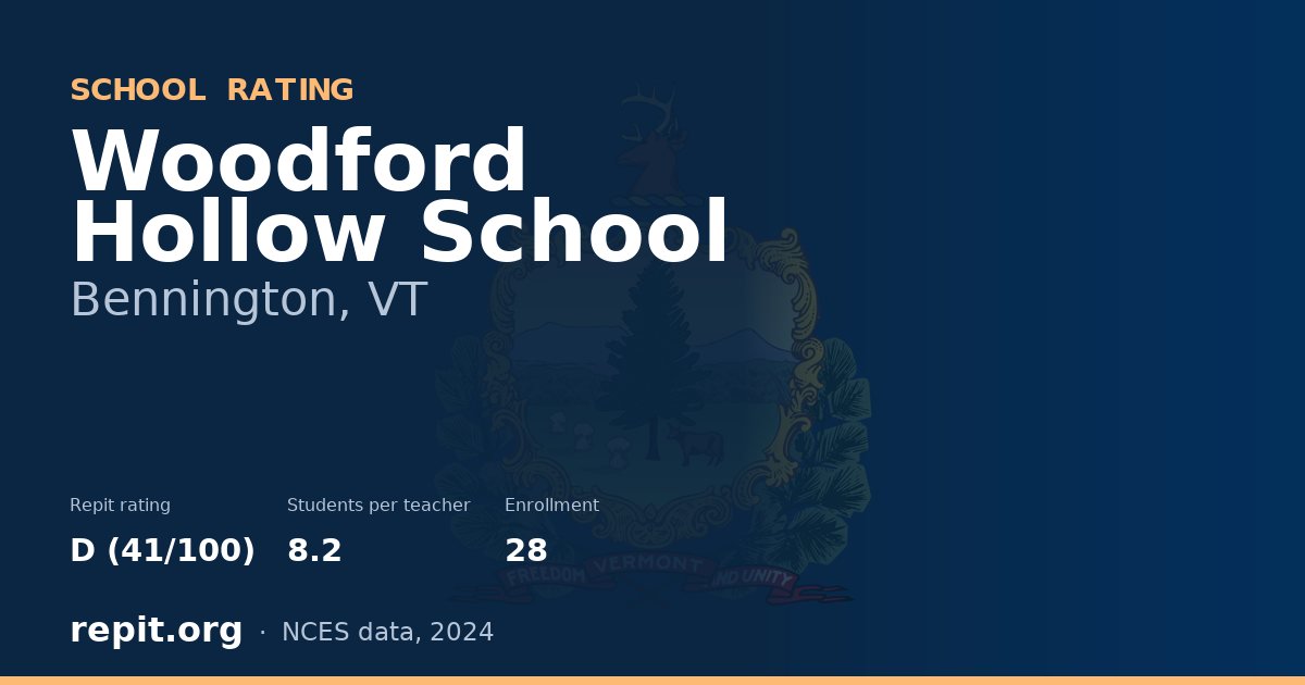 Woodford Hollow School, Bennington, VT — Repit school rating D (41/100)
