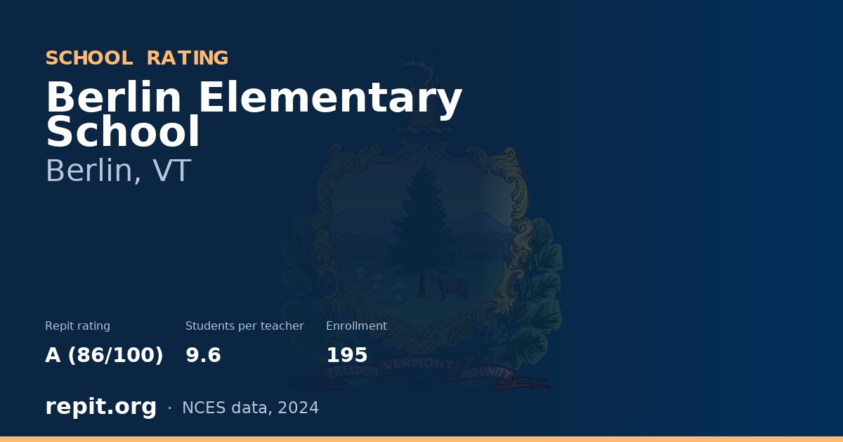 Berlin Elementary School, Berlin, VT — Repit school rating A (86/100)