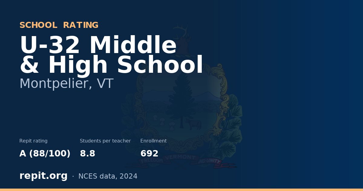 U-32 Middle & High School, Montpelier, VT — Repit school rating A (88/100)
