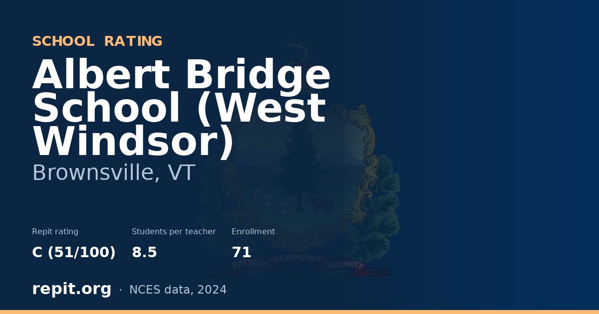 Albert Bridge School (West Windsor), Brownsville, VT — Repit school rating C (51/100)