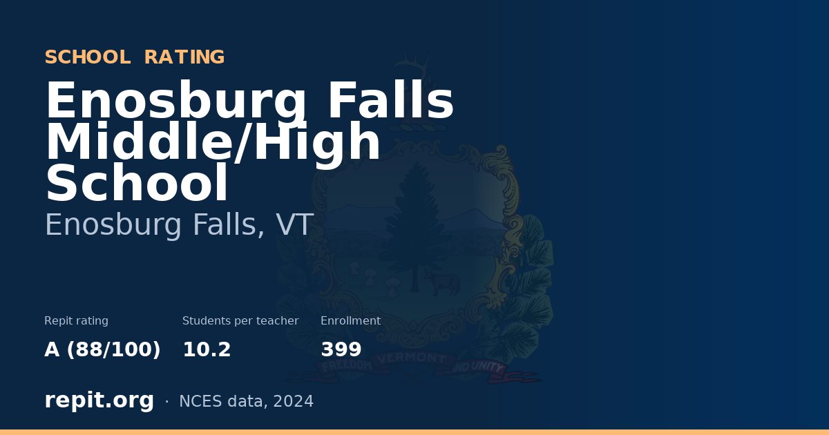 Enosburg Falls Middle/High School, Enosburg Falls, VT — Repit school rating A (88/100)