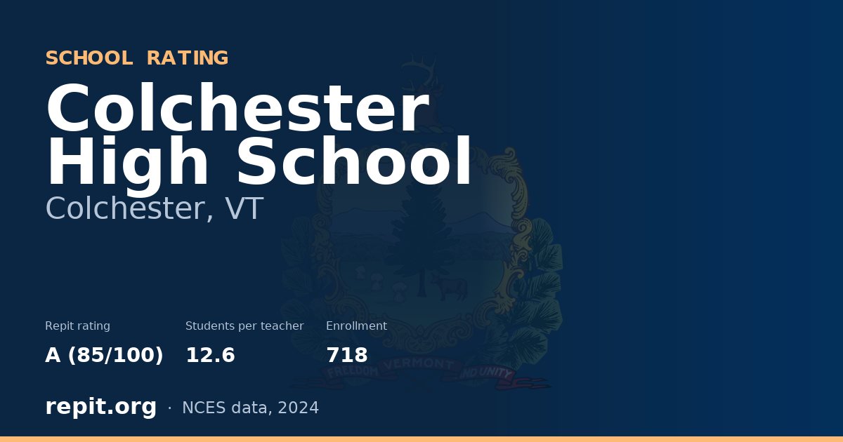 Colchester High School, Colchester, VT — Repit school rating A (85/100)