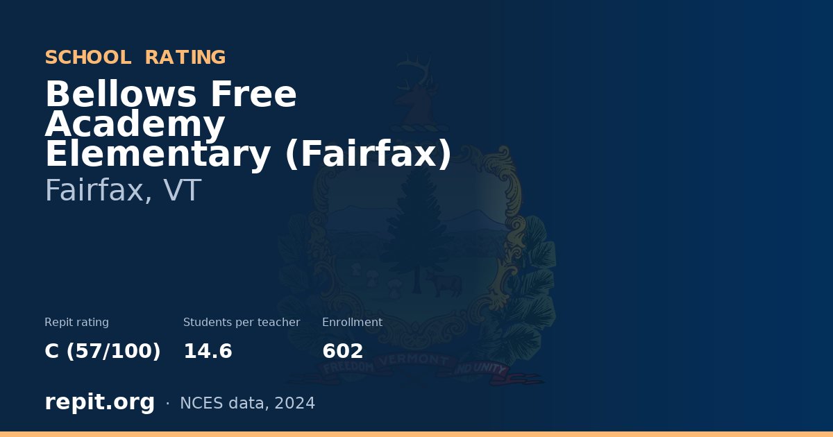Bellows Free Academy Elementary (Fairfax), Fairfax, VT — Repit school rating C (57/100)
