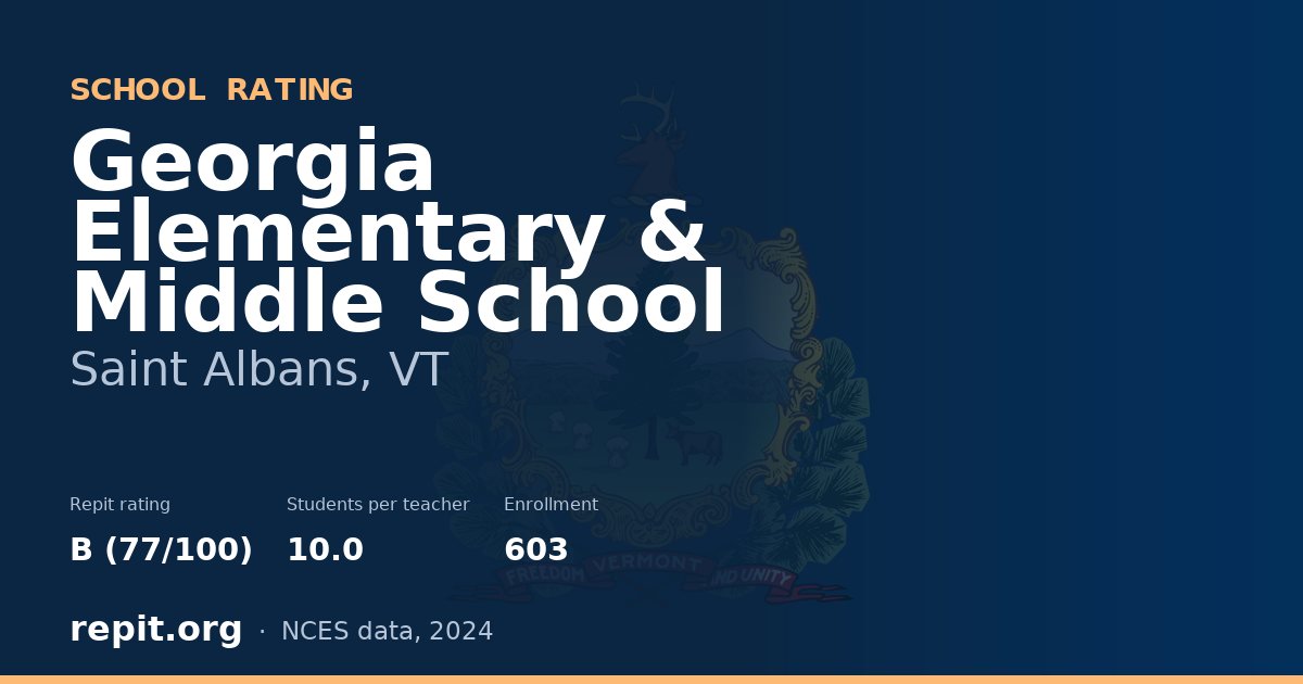Georgia Elementary & Middle School, Saint Albans, VT — Repit school rating B (77/100)