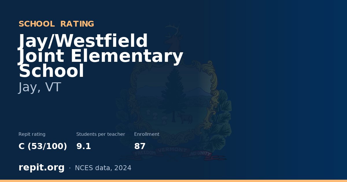 Jay/Westfield Joint Elementary School, Jay, VT — Repit school rating C (53/100)