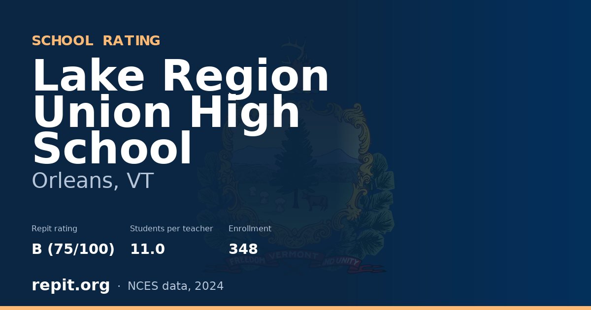Lake Region Union High School, Orleans, VT — Repit school rating B (75/100)
