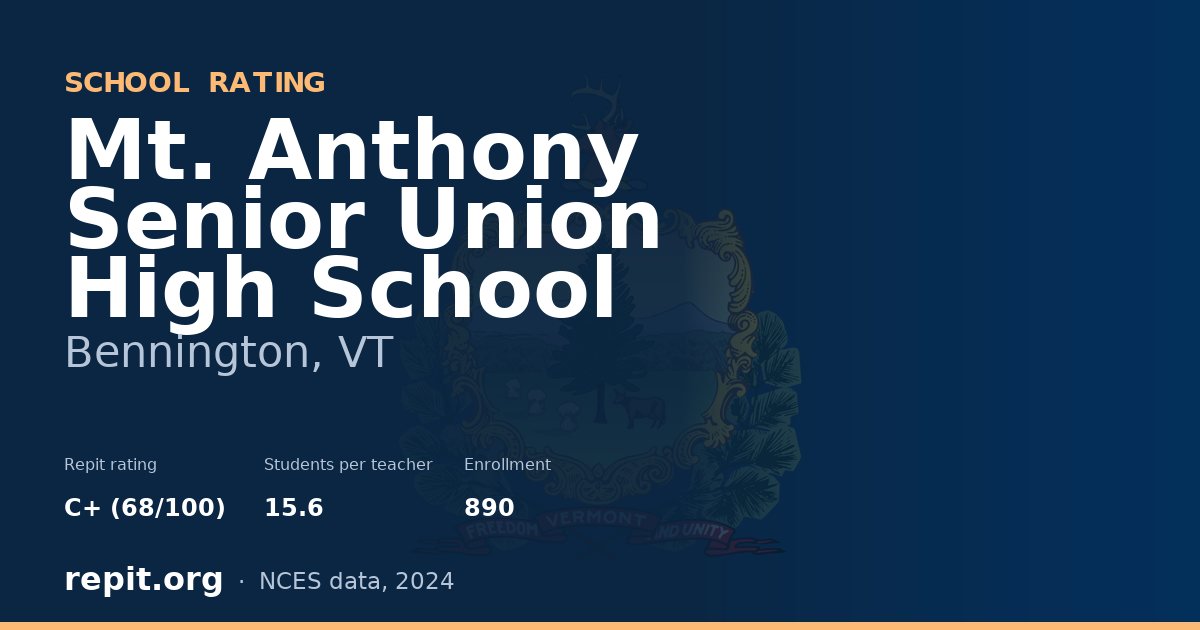 Mt. Anthony Senior Union High School, Bennington, VT — Repit school rating C+ (68/100)
