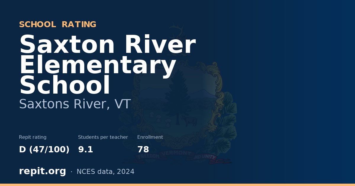 Saxton River Elementary School, Saxtons River, VT — Repit school rating D (47/100)
